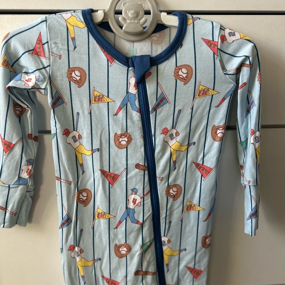 Bamboo Blue Baseball-Themed Baby Onesie